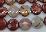 CNJ43 15.5 inches 14mm faceted coin noreena jasper beads