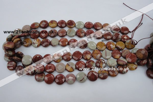 CNJ43 15.5 inches 14mm faceted coin noreena jasper beads