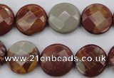 CNJ44 15.5 inches 16mm faceted coin noreena jasper beads