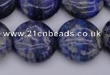 CNL1109 15.5 inches 18mm flat round lapis lazuli gemstone beads