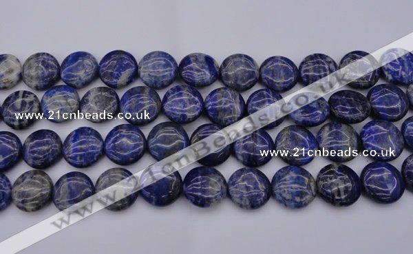 CNL1109 15.5 inches 18mm flat round lapis lazuli gemstone beads