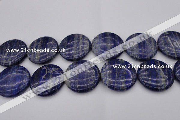 CNL1114 15.5 inches 40mm flat round lapis lazuli gemstone beads