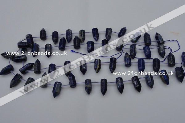 CNL1151 15.5 inches 7*17mm faceted cone lapis lazuli gemstone beads