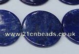 CNL1280 15.5 inches 25mm flat round natural lapis lazuli beads