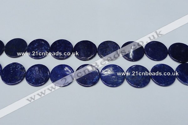 CNL1280 15.5 inches 25mm flat round natural lapis lazuli beads