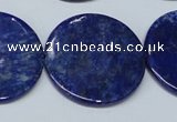 CNL1281 15.5 inches 30mm flat round natural lapis lazuli beads