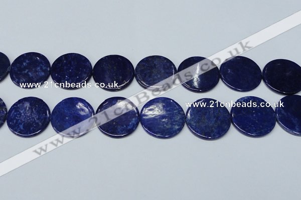 CNL1281 15.5 inches 30mm flat round natural lapis lazuli beads