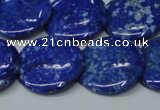 CNL1303 15.5 inches 22mm flat round natural lapis lazuli beads