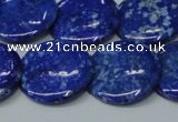 CNL1303 15.5 inches 22mm flat round natural lapis lazuli beads