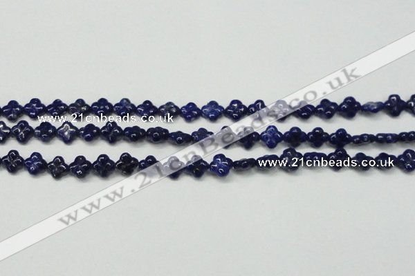 CNL1305 15.5 inches 10mm carved flower natural lapis lazuli beads