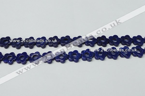 CNL1310 15.5 inches 16mm carved flower natural lapis lazuli beads