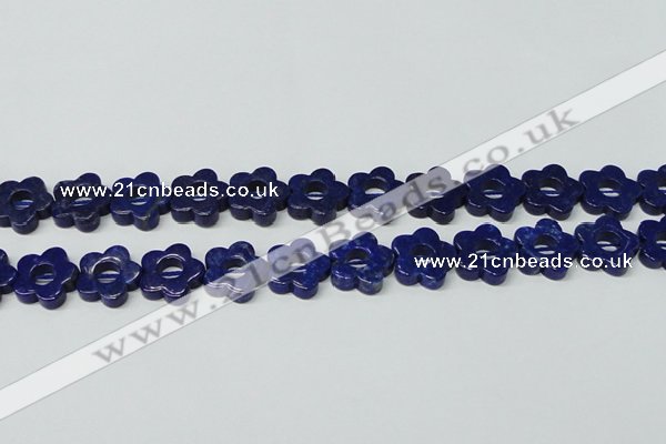 CNL1311 15.5 inches 18mm carved flower natural lapis lazuli beads