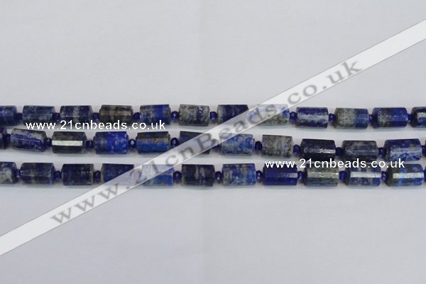 CNL1606 15.5 inches 10*15mm faceted tube lapis lazuli gemstone beads