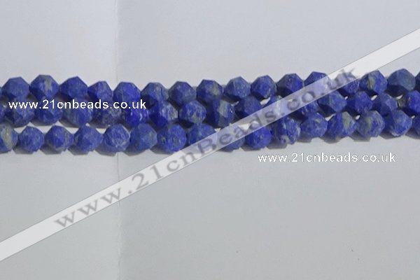 CNL1667 15.5 inches 10mm faceted nuggets matte lapis lazuli beads