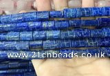 CNL1682 15.5 inches 10*13mm - 10*15mm carved flat tube lapis lazuli beads