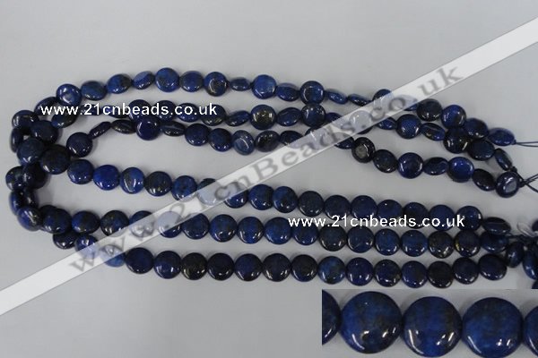 CNL451 15.5 inches 10mm flat round natural lapis lazuli beads