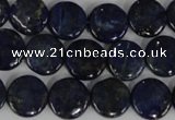 CNL452 15.5 inches 12mm flat round natural lapis lazuli beads