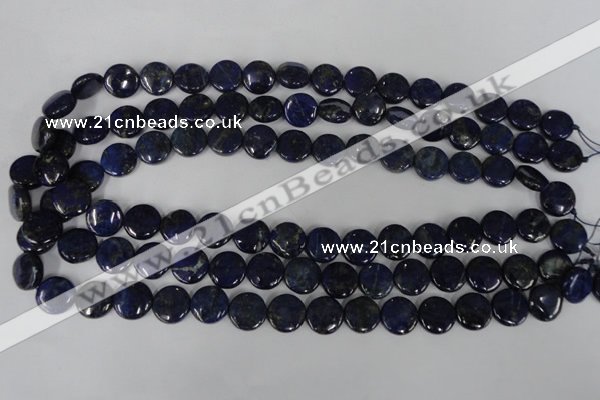 CNL452 15.5 inches 12mm flat round natural lapis lazuli beads