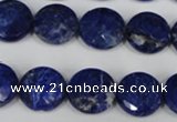 CNL472 15.5 inches 14mm faceted coin natural lapis lazuli beads