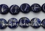 CNL732 15.5 inches 14mm flat round natural lapis lazuli gemstone beads