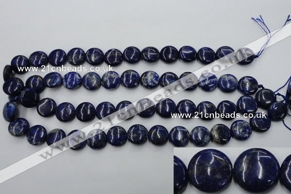 CNL732 15.5 inches 14mm flat round natural lapis lazuli gemstone beads