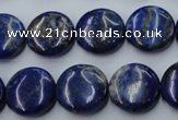 CNL733 15.5 inches 16mm flat round natural lapis lazuli gemstone beads