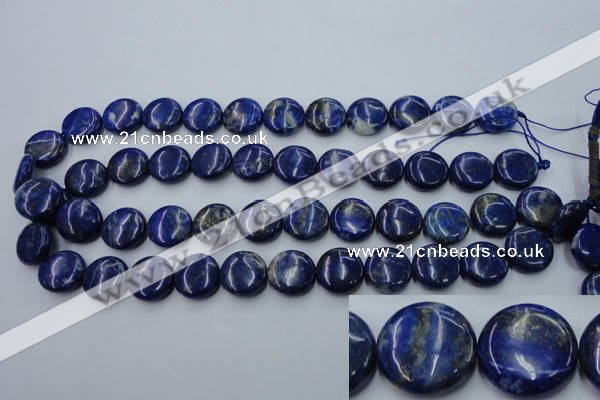 CNL733 15.5 inches 16mm flat round natural lapis lazuli gemstone beads