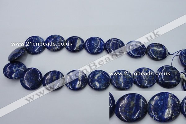 CNL737 15.5 inches 25mm flat round natural lapis lazuli gemstone beads