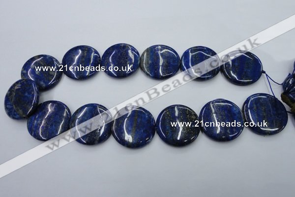 CNL738 15.5 inches 30mm flat round natural lapis lazuli gemstone beads