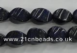 CNL920 15.5 inches 10*14mm twisted rice natural lapis lazuli beads