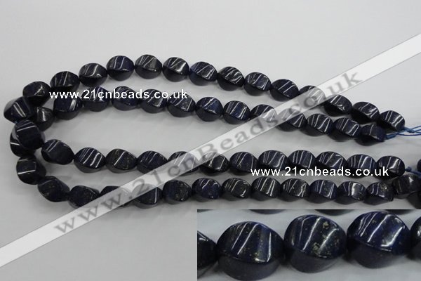 CNL920 15.5 inches 10*14mm twisted rice natural lapis lazuli beads