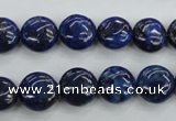 CNL924 15.5 inches 12mm flat round natural lapis lazuli gemstone beads