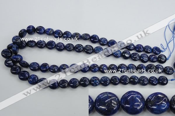 CNL924 15.5 inches 12mm flat round natural lapis lazuli gemstone beads