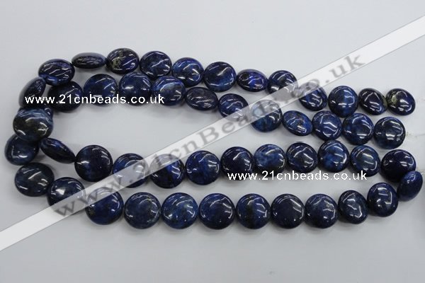 CNL926 15.5 inches 16mm flat round natural lapis lazuli gemstone beads