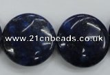 CNL929 15.5 inches 25mm flat round natural lapis lazuli gemstone beads