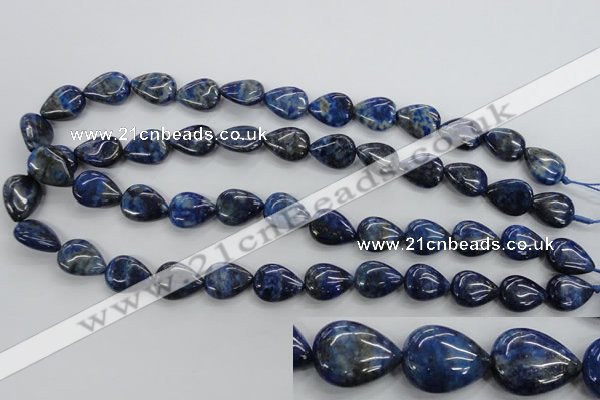 CNL955 15.5 inches 12*16mm flat teardrop natural lapis lazuli beads