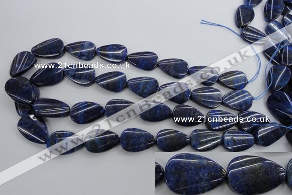 CNL985 15.5 inches 17*25mm twisted flat teardrop natural lapis lazuli beads