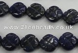 CNL993 15.5 inches 13mm carved flower natural lapis lazuli gemstone beads