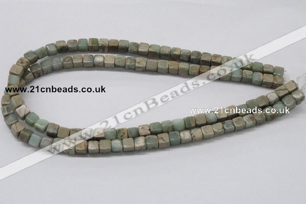 CNS06 16 inches 7*7mm cube natural serpentine jasper beads wholesale