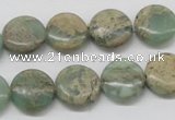 CNS10 16 inches 14mm flat round natural serpentine jasper beads