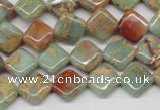 CNS118 15.5 inches 10*10mm diamond natural serpentine jasper beads