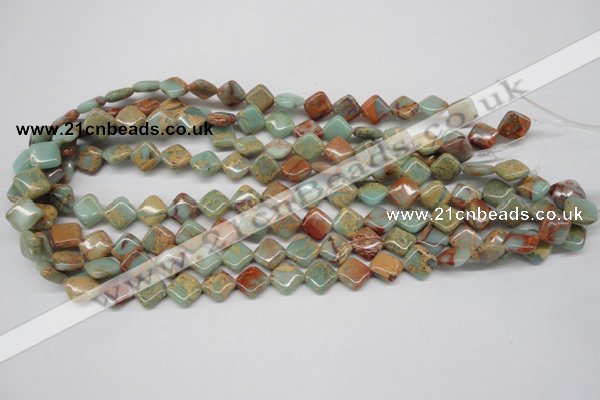 CNS118 15.5 inches 10*10mm diamond natural serpentine jasper beads