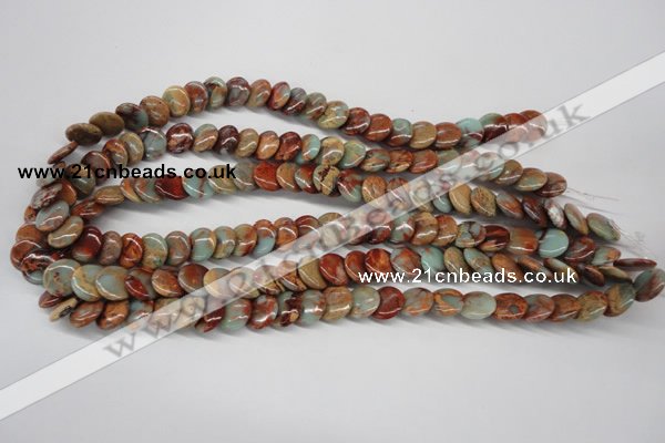 CNS124 15.5 inches 12mm flat round natural serpentine jasper beads