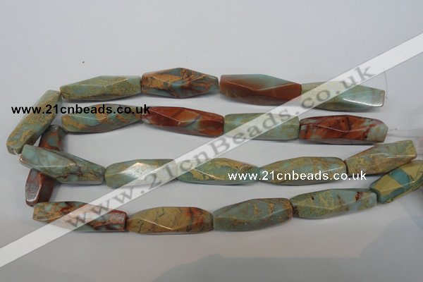 CNS134 15.5 inches 12*40mm faceted rice natural serpentine jasper beads