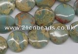 CNS161 15.5 inches 16mm flat round natural serpentine jasper beads