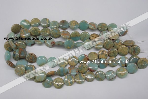 CNS161 15.5 inches 16mm flat round natural serpentine jasper beads