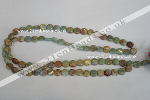 CNS189 15.5 inches 10mm flat round natural serpentine jasper beads