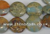 CNS190 15.5 inches 18mm flat round natural serpentine jasper beads