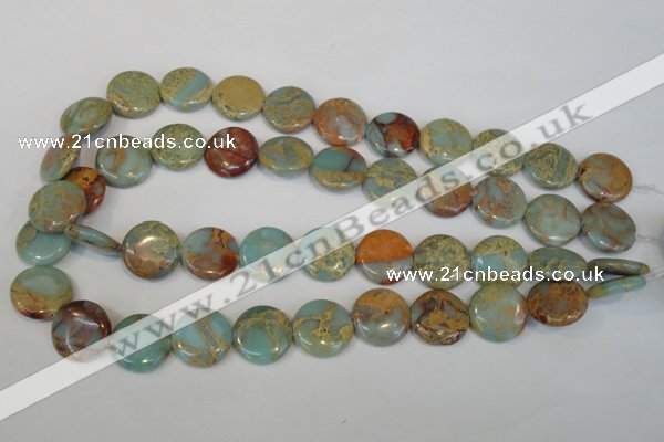 CNS190 15.5 inches 18mm flat round natural serpentine jasper beads