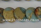 CNS192 15.5 inches 20mm flat round natural serpentine jasper beads